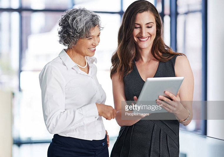 two ladies with mobile