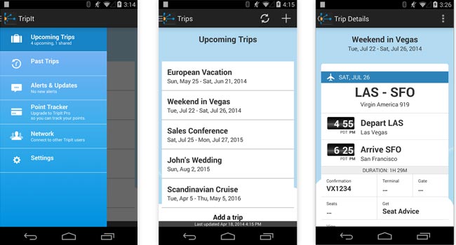TripIt Travel Organizer android app